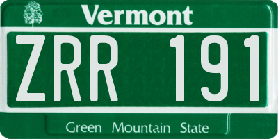 VT license plate ZRR191