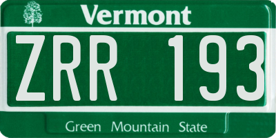 VT license plate ZRR193
