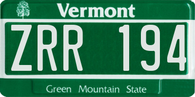 VT license plate ZRR194