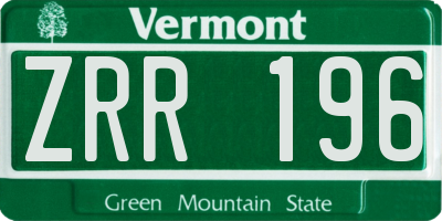 VT license plate ZRR196