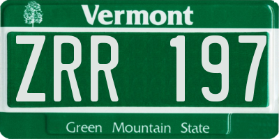 VT license plate ZRR197