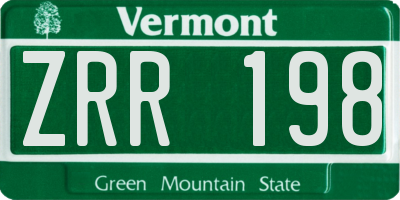VT license plate ZRR198