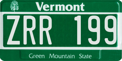 VT license plate ZRR199