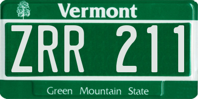 VT license plate ZRR211