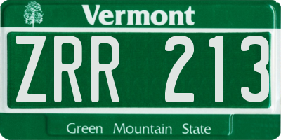 VT license plate ZRR213