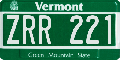 VT license plate ZRR221