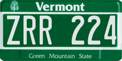 VT license plate ZRR224