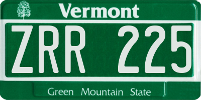 VT license plate ZRR225
