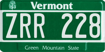 VT license plate ZRR228