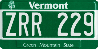 VT license plate ZRR229