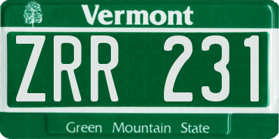 VT license plate ZRR231