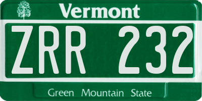 VT license plate ZRR232