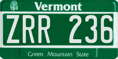 VT license plate ZRR236