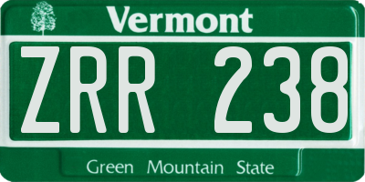 VT license plate ZRR238