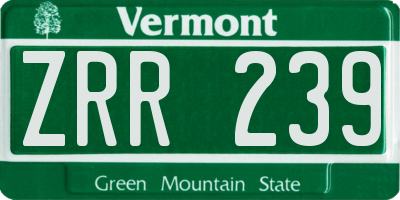 VT license plate ZRR239
