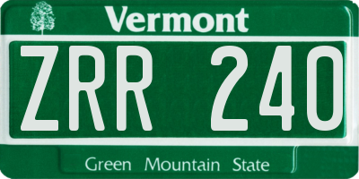 VT license plate ZRR240