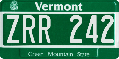 VT license plate ZRR242