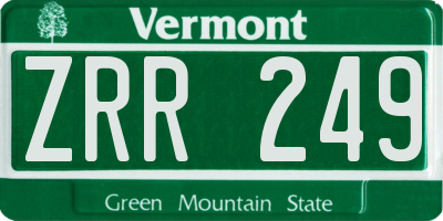 VT license plate ZRR249