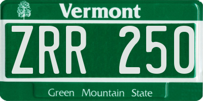 VT license plate ZRR250