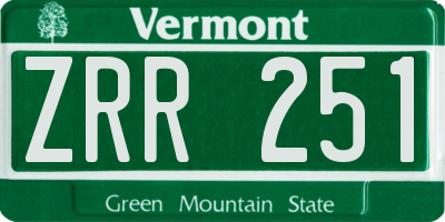 VT license plate ZRR251