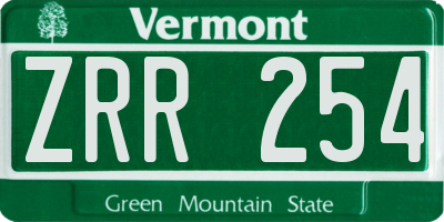 VT license plate ZRR254