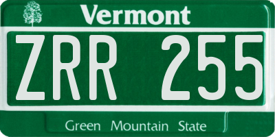 VT license plate ZRR255