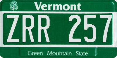 VT license plate ZRR257