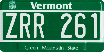 VT license plate ZRR261