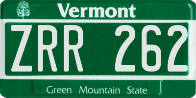 VT license plate ZRR262