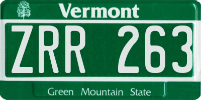 VT license plate ZRR263