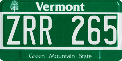 VT license plate ZRR265