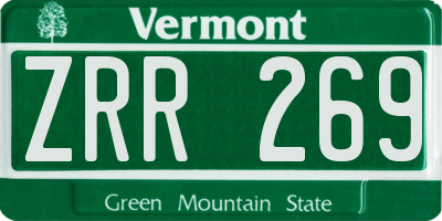 VT license plate ZRR269