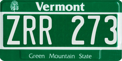 VT license plate ZRR273