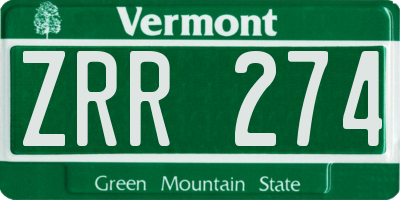 VT license plate ZRR274