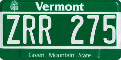 VT license plate ZRR275