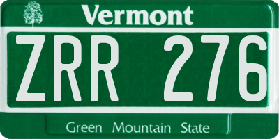 VT license plate ZRR276