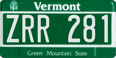 VT license plate ZRR281