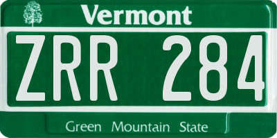 VT license plate ZRR284