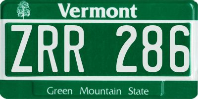 VT license plate ZRR286