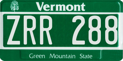 VT license plate ZRR288