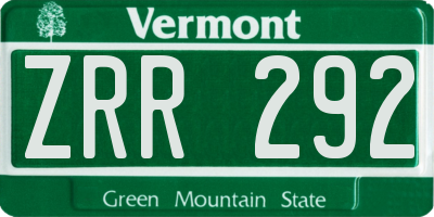 VT license plate ZRR292