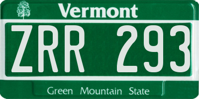 VT license plate ZRR293