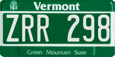 VT license plate ZRR298
