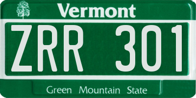 VT license plate ZRR301