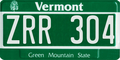 VT license plate ZRR304