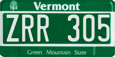 VT license plate ZRR305