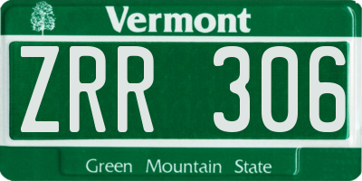 VT license plate ZRR306