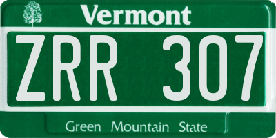 VT license plate ZRR307