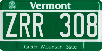 VT license plate ZRR308