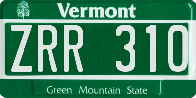 VT license plate ZRR310